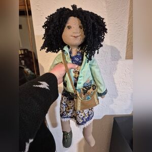 Fabric Plush Doll Medium Complexion Blue Coat And Dress EXTRA LARGE 28"